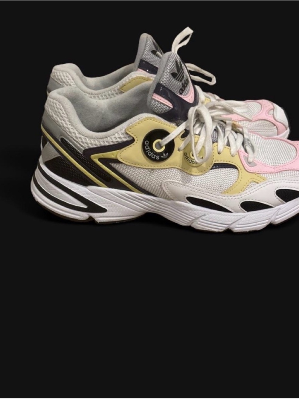adidas Women's White Sneakers with Pastel Pink & Yellow Accents